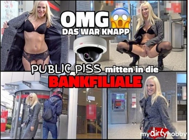 Public Piss In The Middle Of The Bank (Masturbate, Indoor) - Lara (2023 | HD)