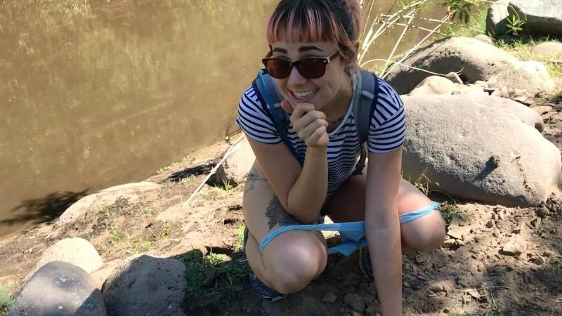 Cute Hikers Nervous Pee By Creek (Comshot, Dirty Urine) - Ohhaikitty (2023 | HD)