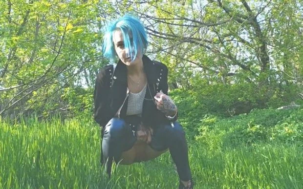 Blue Haired Alternative Chick Is Piss In Forest (Wet Clothes, Wet Panties) (2023 | HD)