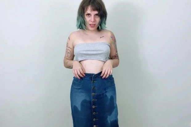 peeing again and again on my long jeans skirt (Rimjob, Humiliation) - Lily Ann X (2023 | FullHD)